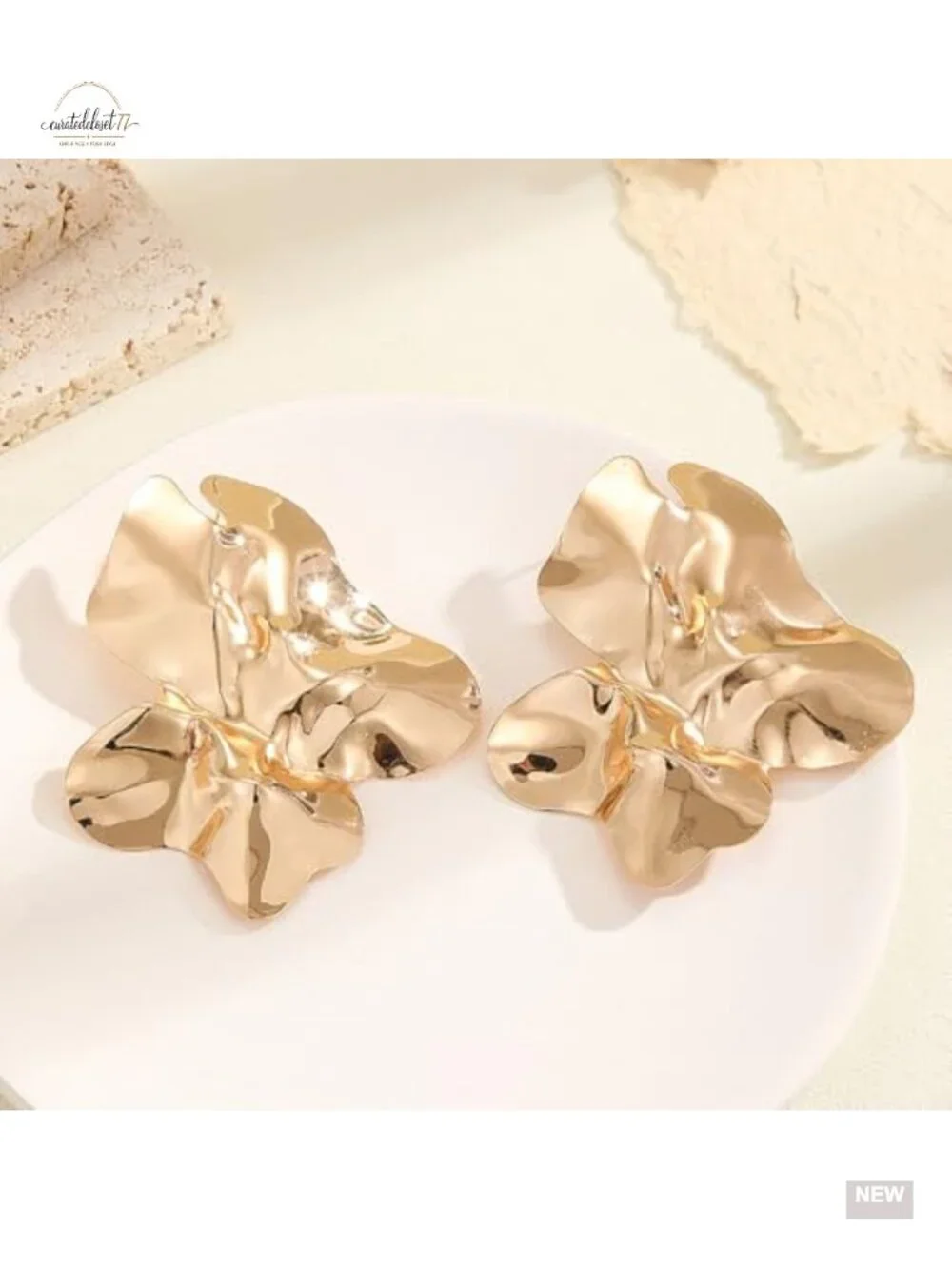 Chunky Gold Statement Stud Earrings Geometric Square Drop Earrings